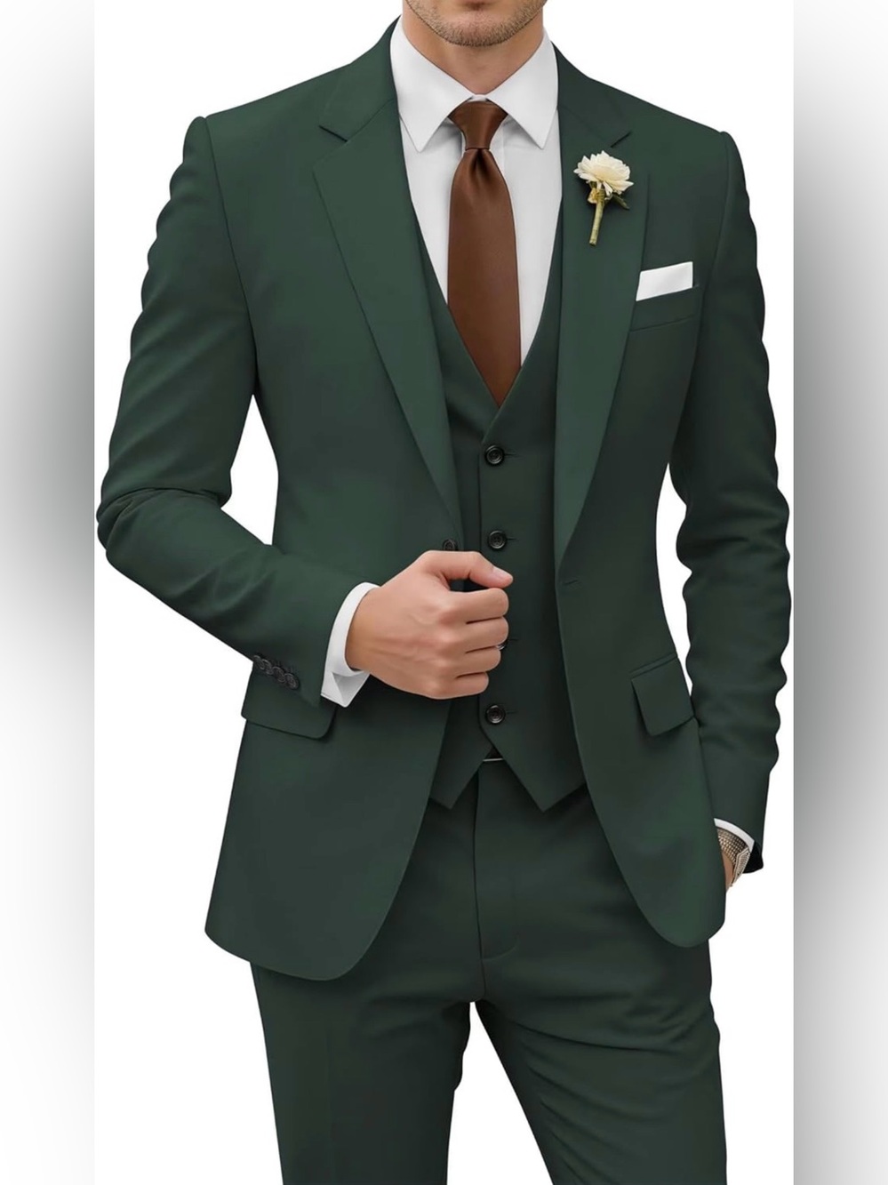 Men's 3 Piece Suit Men Slim Fit Wedding Suits  - Classic Formal Blazer & Vest